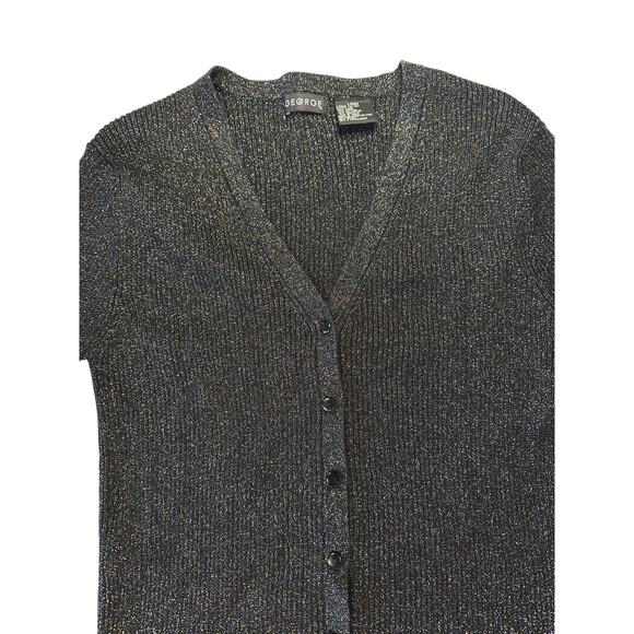 NWOT Metallic Ribbed Cardigan Sweater – Black Sparkle – Size L NYE HolidayParty - Picture 2 of 7